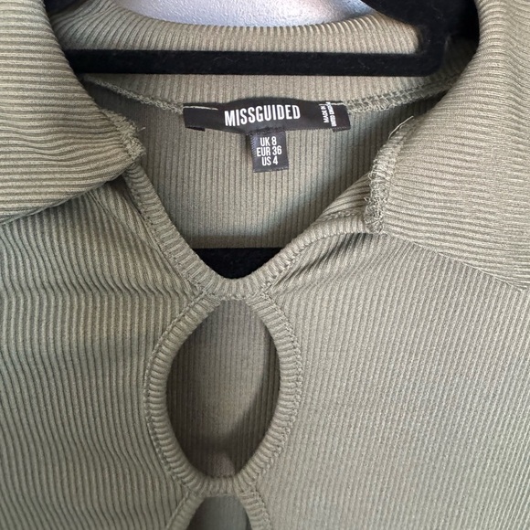 Missguided Olive Green Cut Out Crop Top - Picture 4 of 4